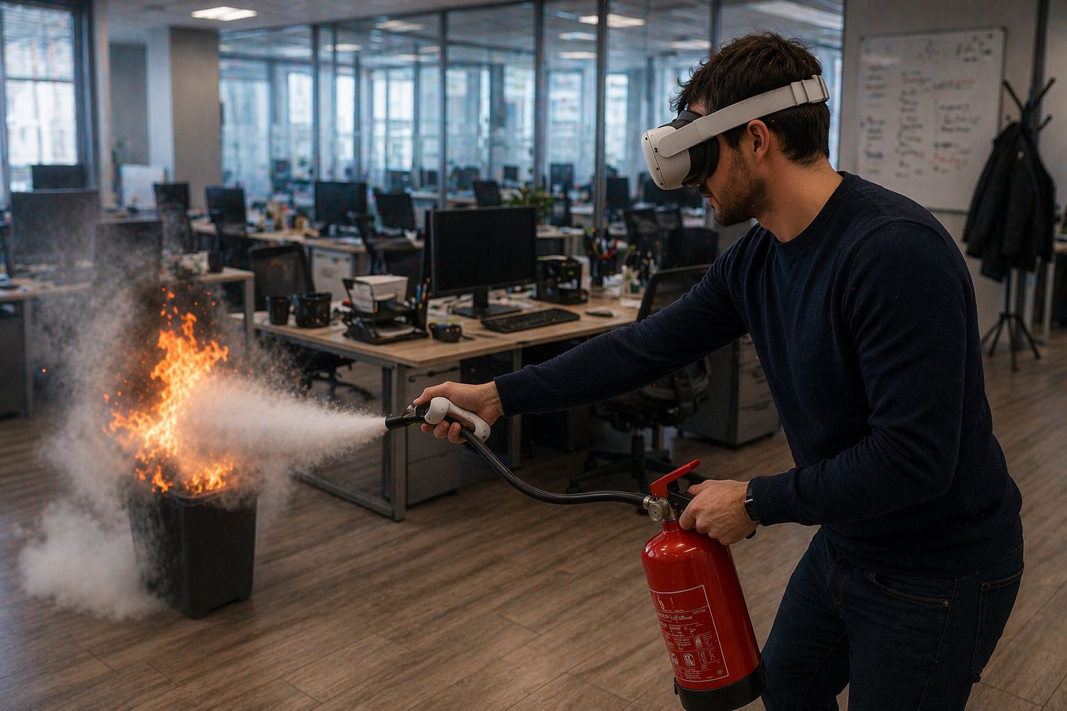 Addestramento antincendio con visore per la realtà aumentata